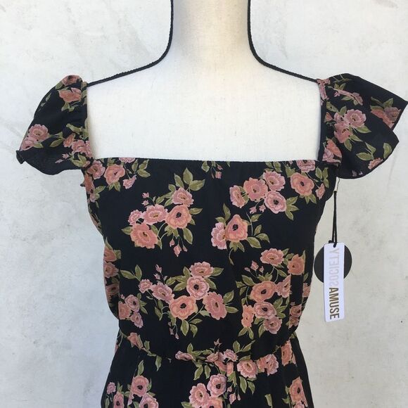Amuse Society Sweeter Than You Black Flower Dress Size S - Picture 3 of 5